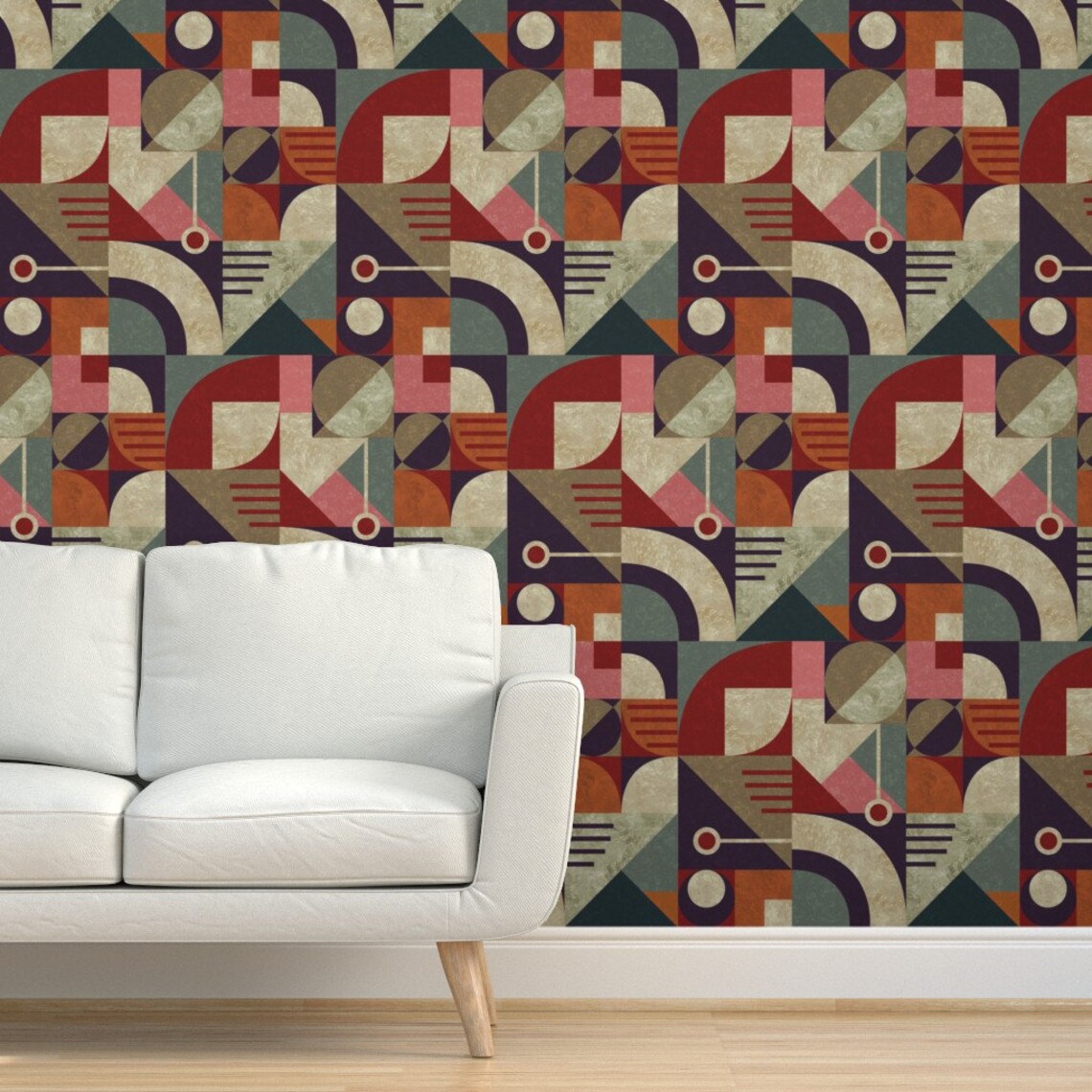 Bauhaus Wallpaper Geometric Bauhaus by gaiamarfurt Vintage Etsy