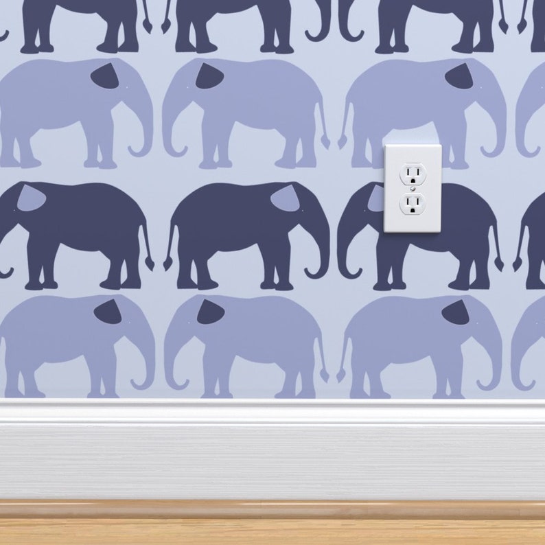 Elephants Wallpaper Purple Elephants by Beththompsonart | Etsy