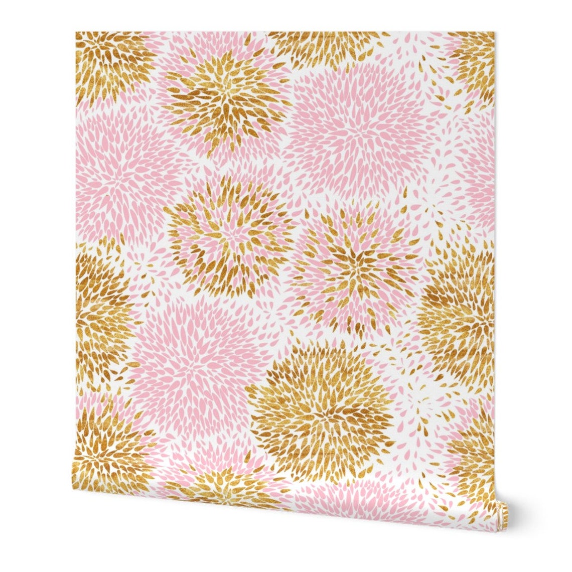 Pom Pom Floral Wallpaper Flower by Holaholga Floral Pink | Etsy