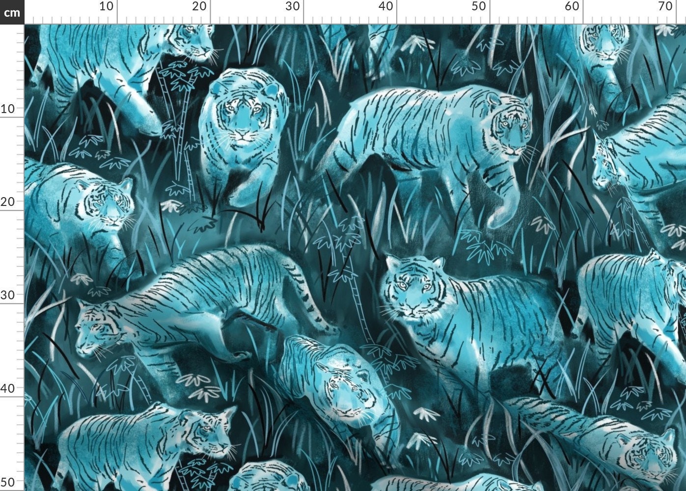 Moonlight Tigers Fabric Moonlight Tigers By Vinpauld Etsy