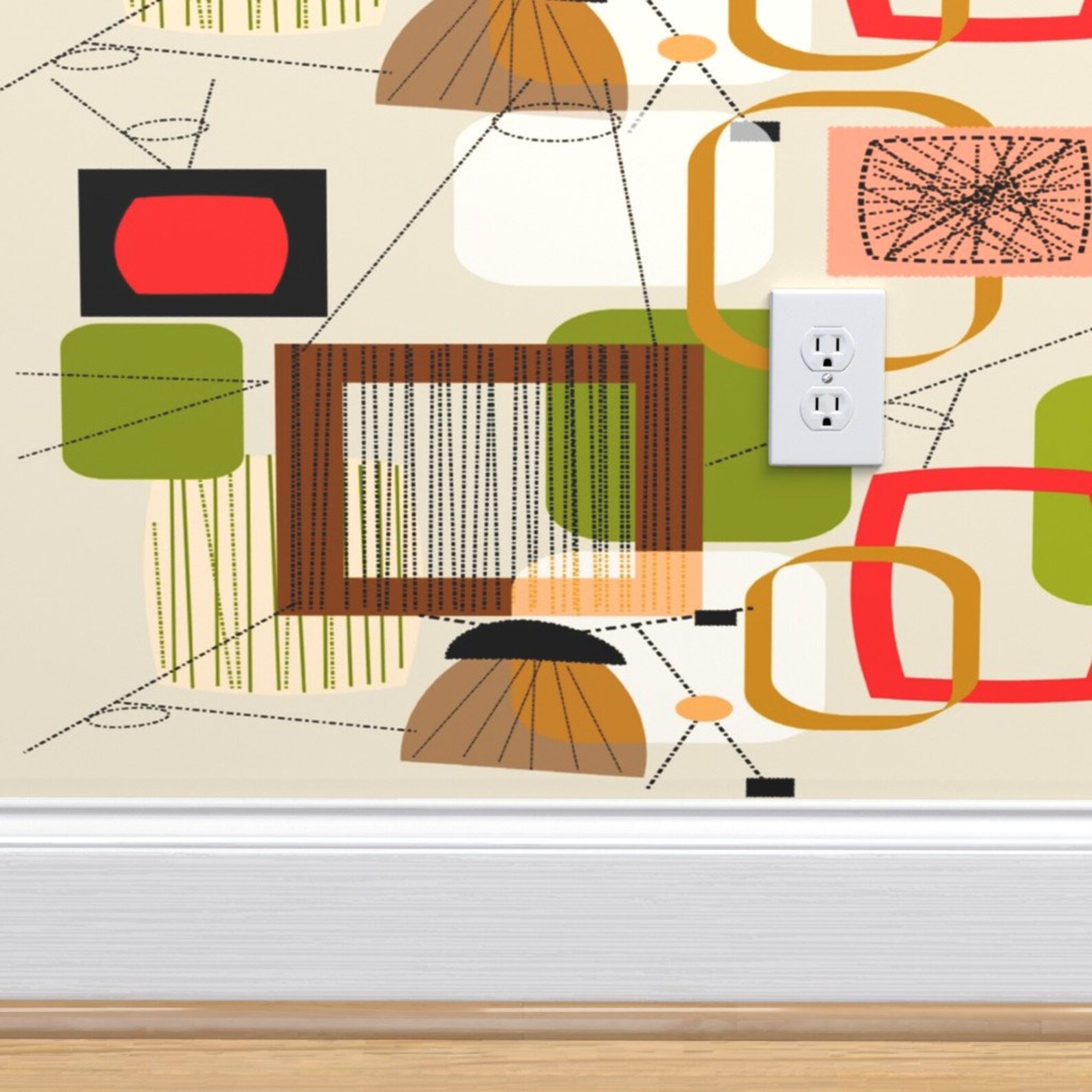 Atomic Wallpaper Mid-century Modern Abstract by | Etsy