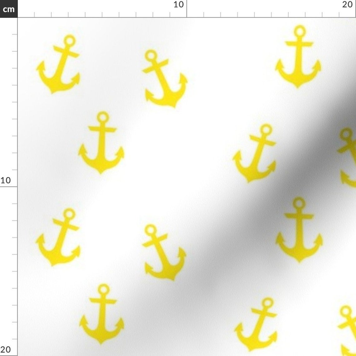 Yellow Anchors Fabric Yellow Anchors By Modfox Gender Etsy