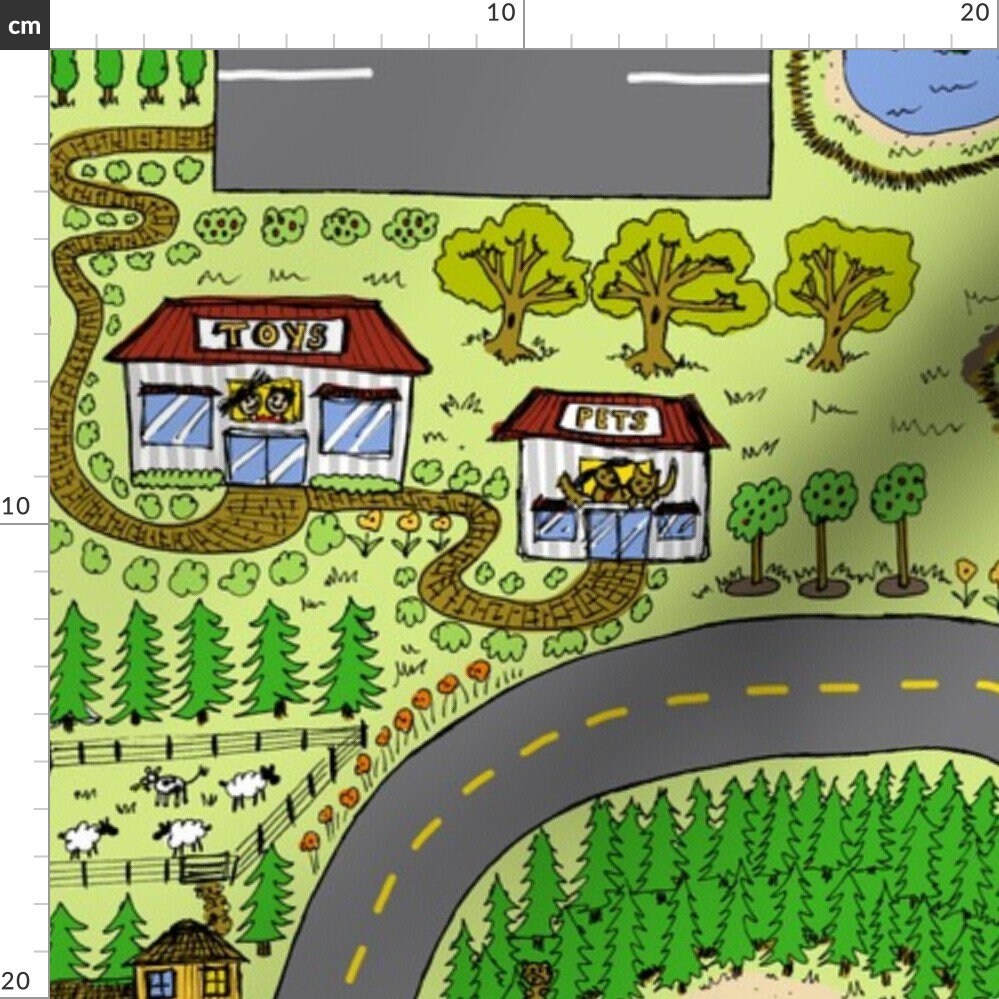 Play Mat Train Tracks Nursery Fabric Country Roads Play Mat Etsy