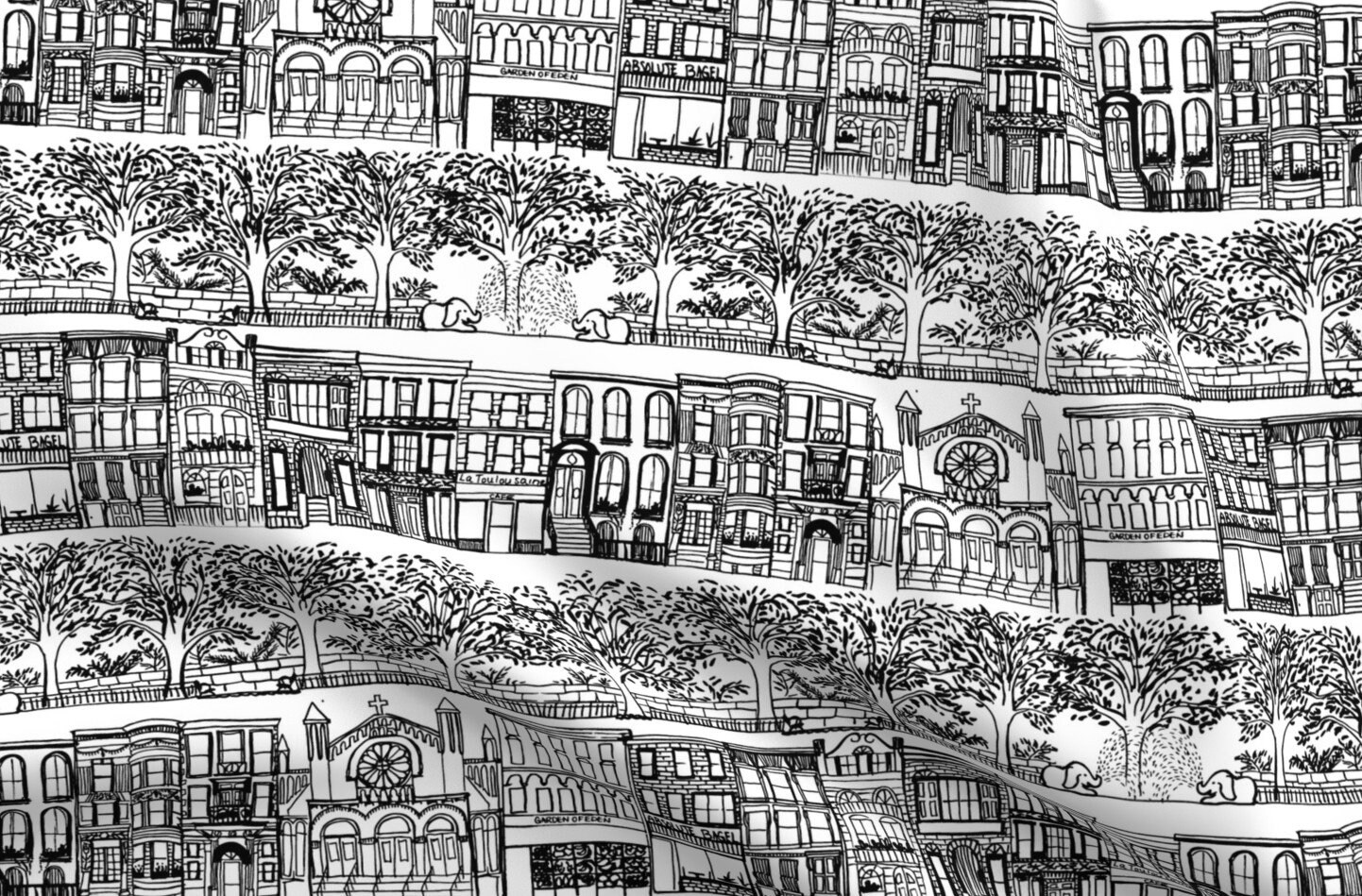 Nyc Fabric Upper West Side New York By Emilysanford Nyc Etsy