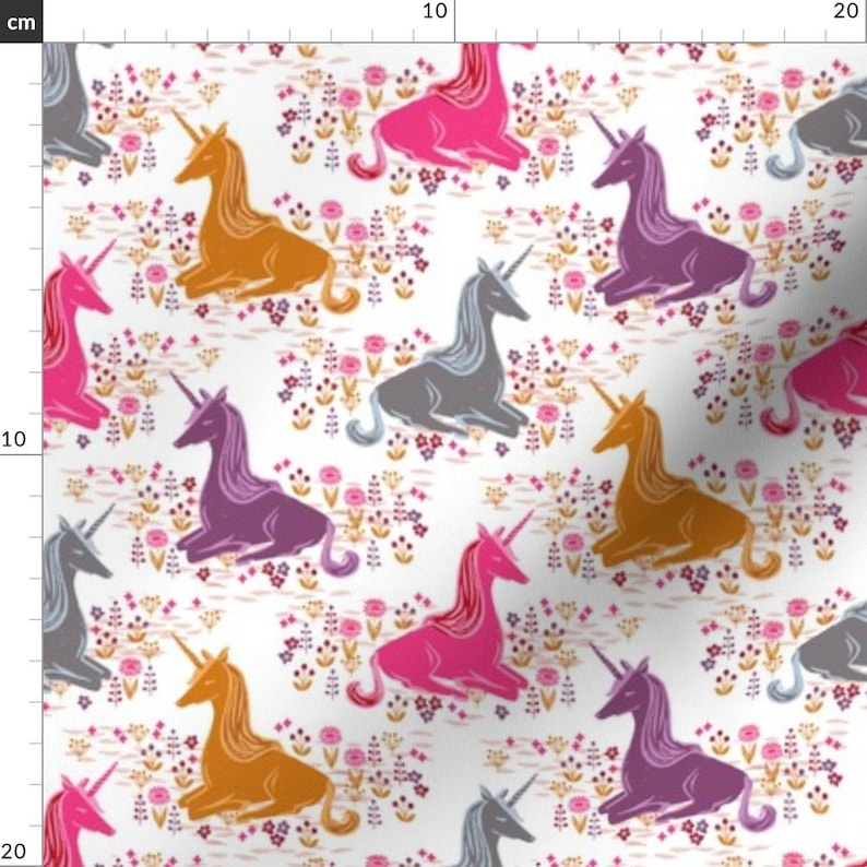 Unicorn Fabric Unicorn Autumn Colors Fall Colors Girls | Etsy
