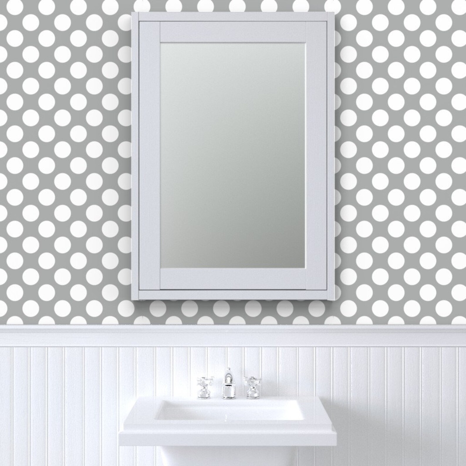 Polka Dot Wallpaper Polka Dot Silver By Littlerhodydesign Etsy