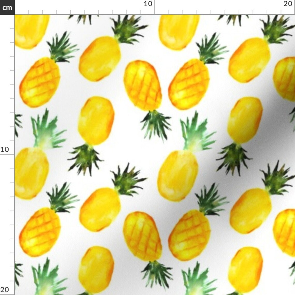 Watercolor Yellow Pineapple Fabric Pineapples By Etsy