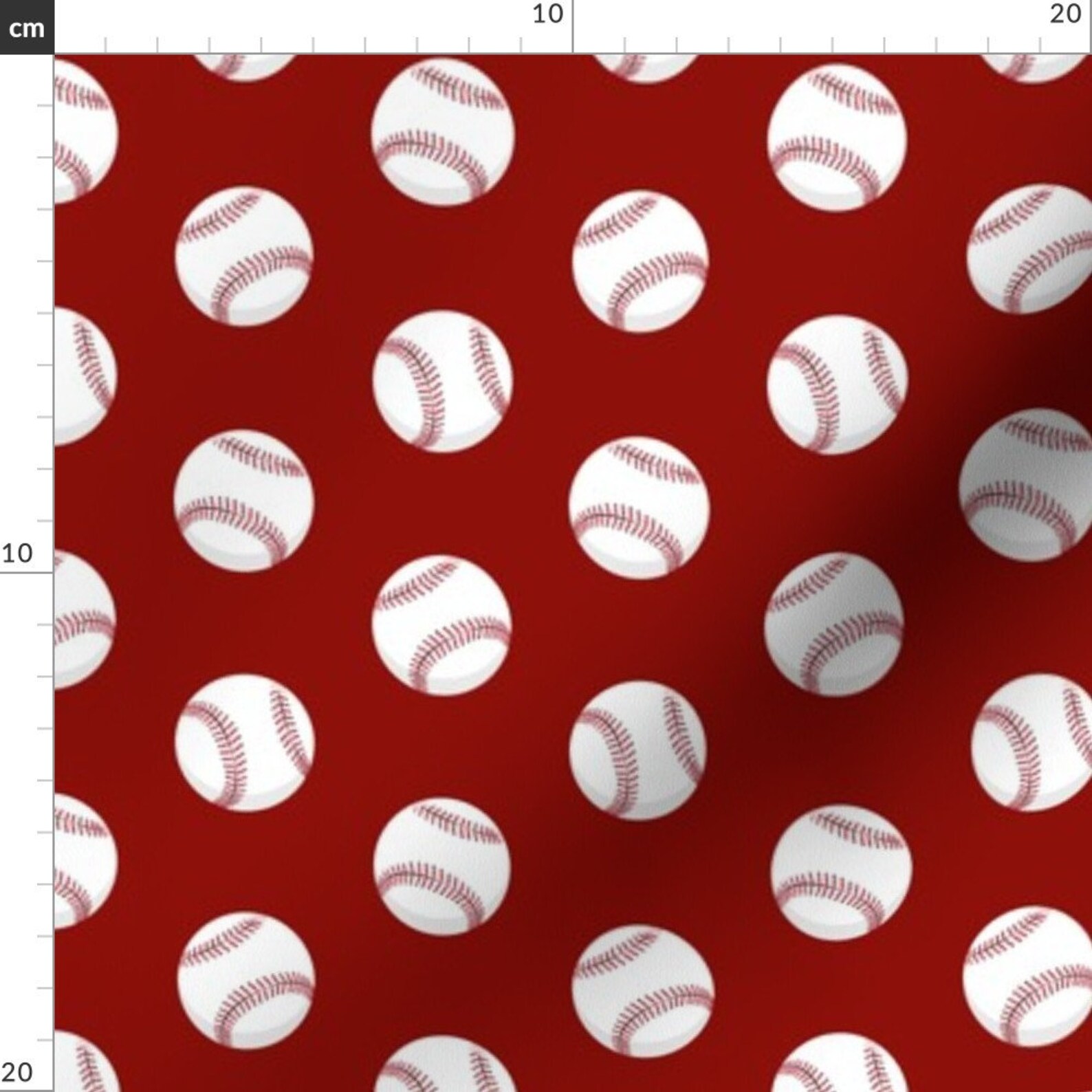 Baseball Fabric Baseballs Dark Red By Littlearrowdesign Etsy