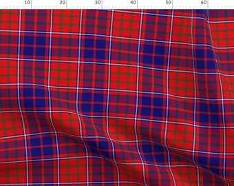 Tartan Fabric - Cameron Of Lochiel Red Blue Green 6" By Weavingmajor - Scottish Tartan Modern Cotton Fabric By The Metre by Spoonflower