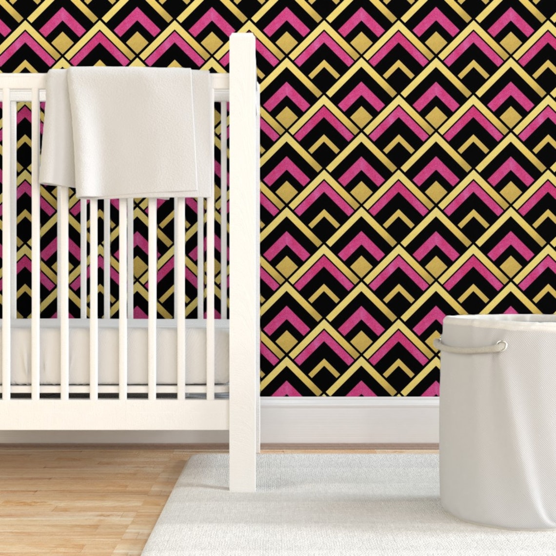 Art Deco Wallpaper Pink and Gold Art Deco Diamond by Etsy