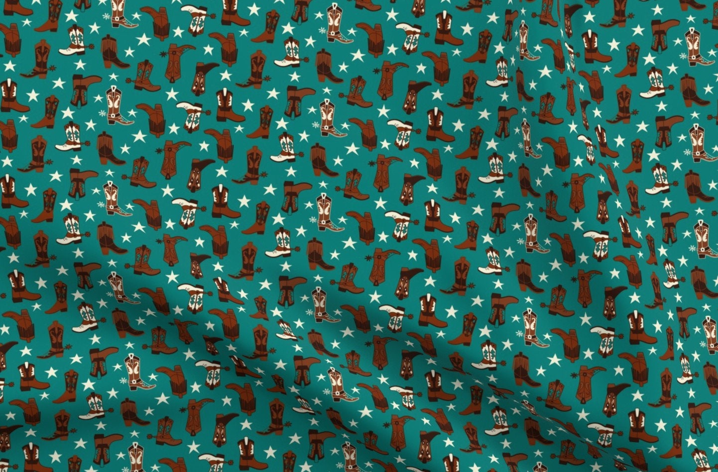 Teal Cowboy Boots Fabric Western Boots Turquoise By Mag-O | Etsy