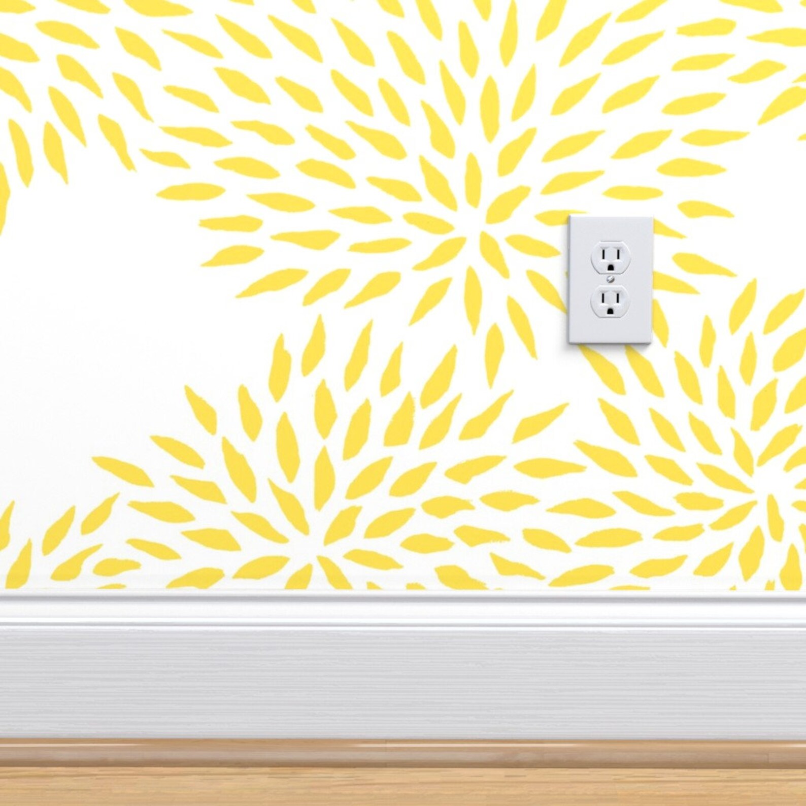 Floral Yellow Wallpaper Summer Mums by Domesticate Bright | Etsy