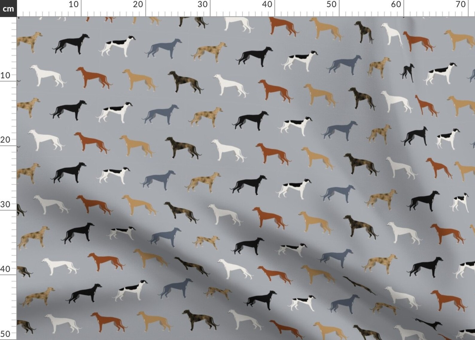Greyhound Fabric Greyhounds Pattern Grey Multi Colored ...
