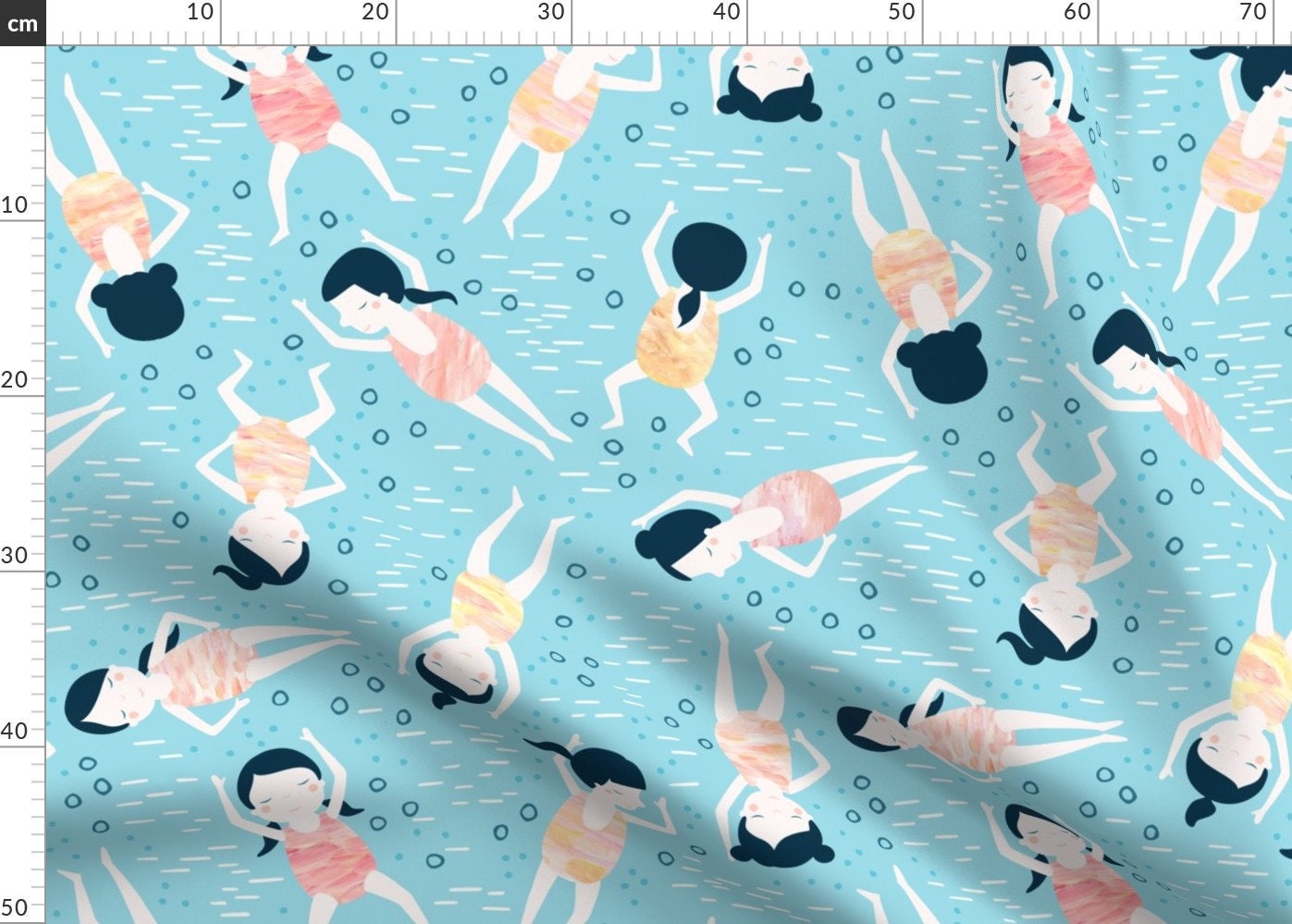Kids Blue Swimming Fabric Swimming Girls By Heleenvanbuul Etsy