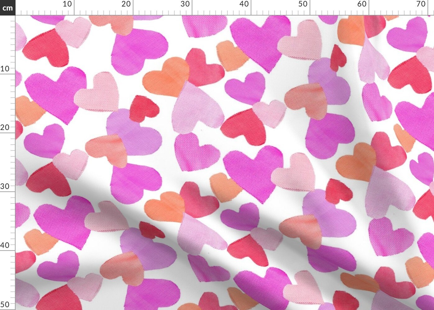 Pink Hearts Fabric Fabric Cut Out Valentine's Hearts In Etsy