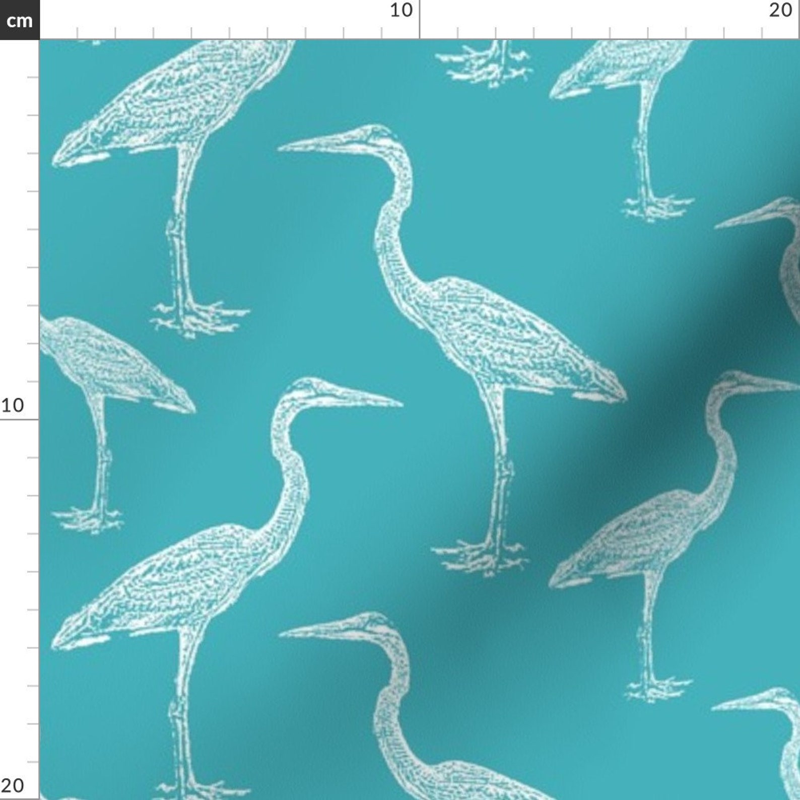 Blue Heron Fabric Blue Heron On Teal By Bloomingwyldeiris Etsy