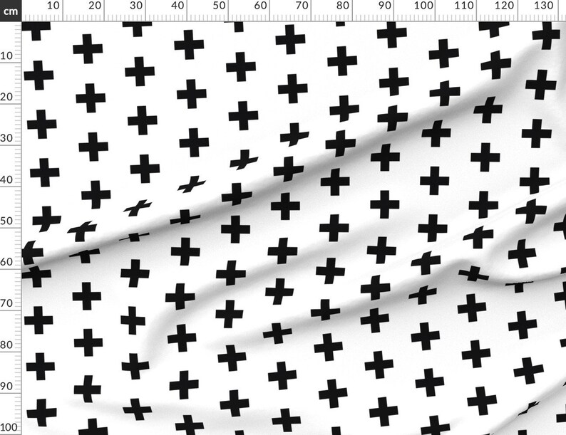 Classic Black White Cross Fabric Black Crosses on White Etsy