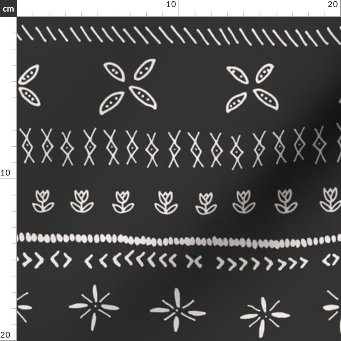 Black and White Bohemian Fabric Boho Print by Shelbyallison Etsy