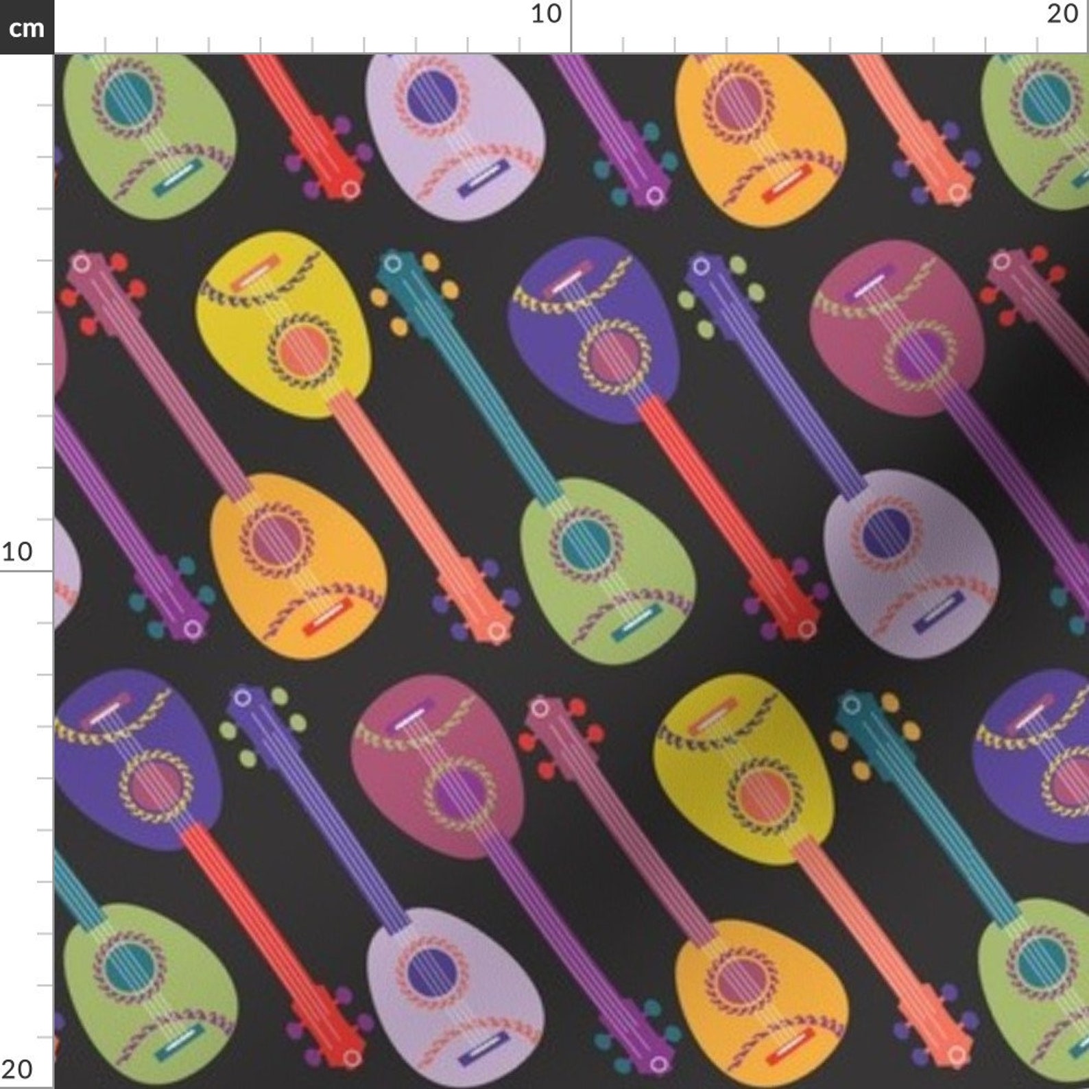 Colorful Instrument Fabric Island Mandolins Retro By Colour Etsy