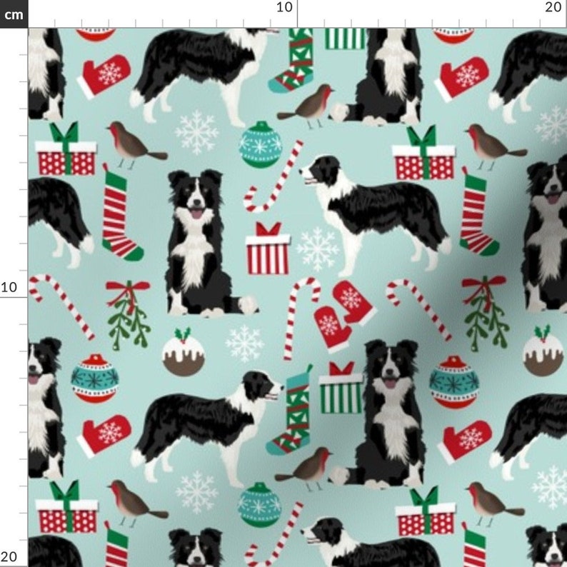 Border Christmas Collie Fabric Border Collie Christmas by | Etsy UK