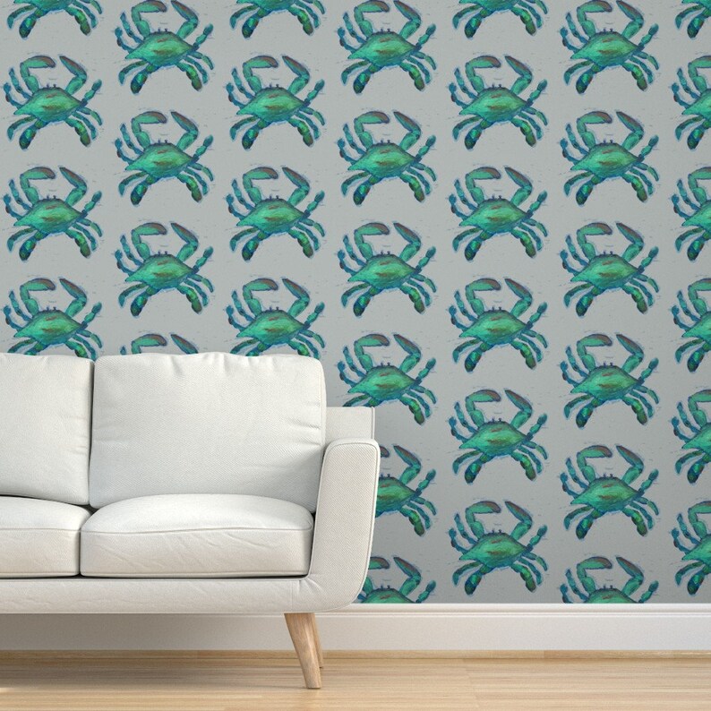 Blue Crab Wallpaper Blue Crabs by Lisakling Marine Life Etsy