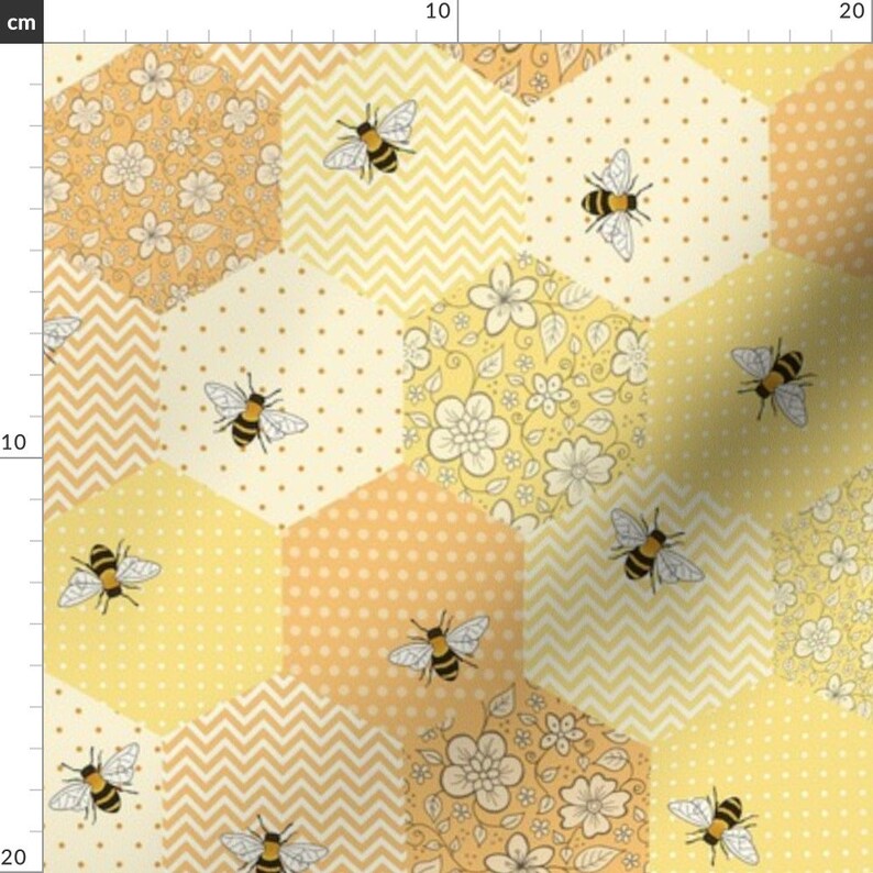 Bees Fabric Patchwork Bees by Hazel Fisher Etsy