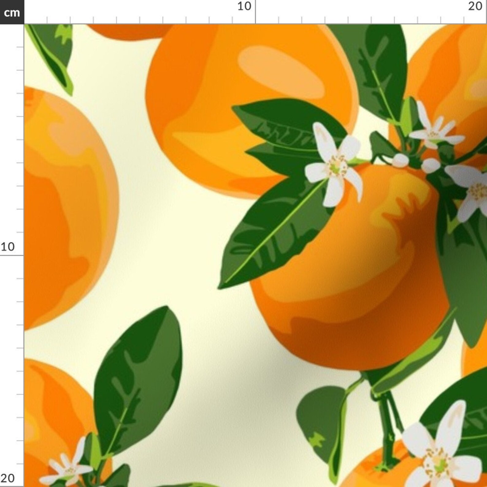 Oranges Fabric Oranges and Blossoms on Cream Ii by Etsy