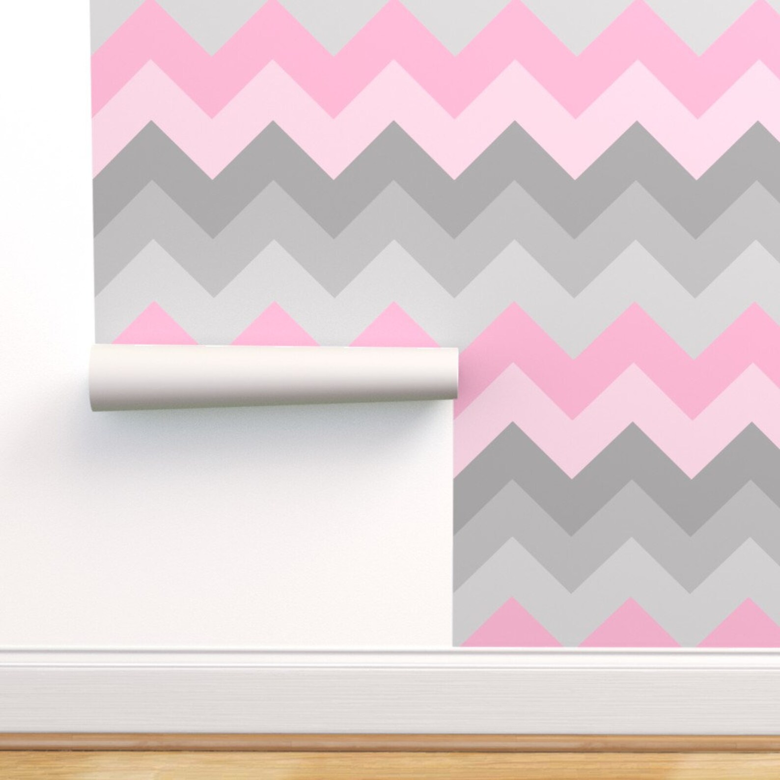 Pink Gray Wallpaper Pink Gray Ombre Chevron Large by Decamp Etsy