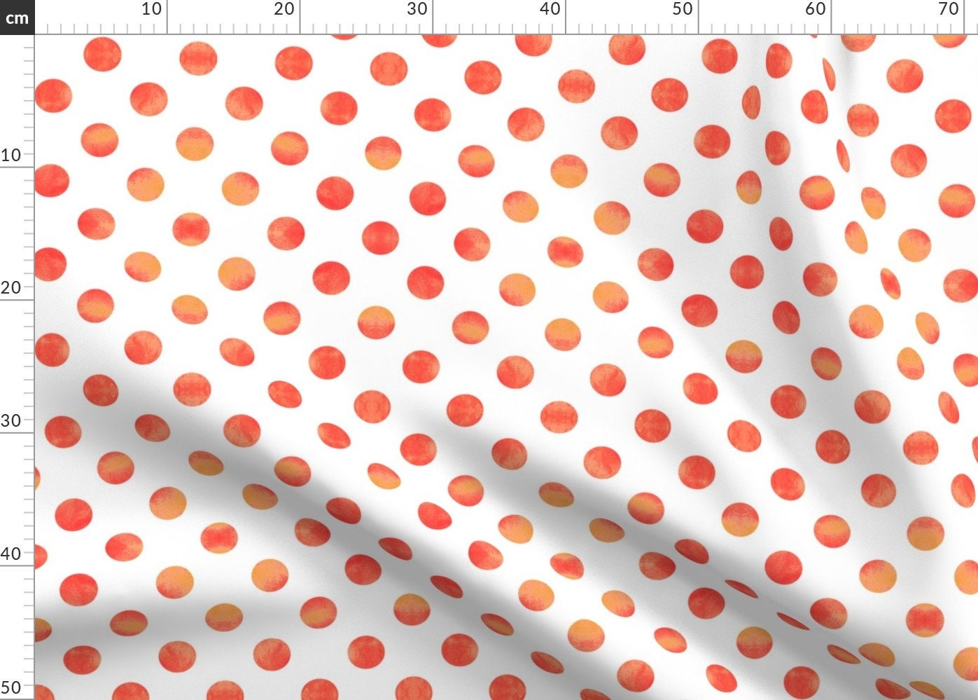Orange Polka Dot Fabric Watercolor Polka Dots In Orange Etsy