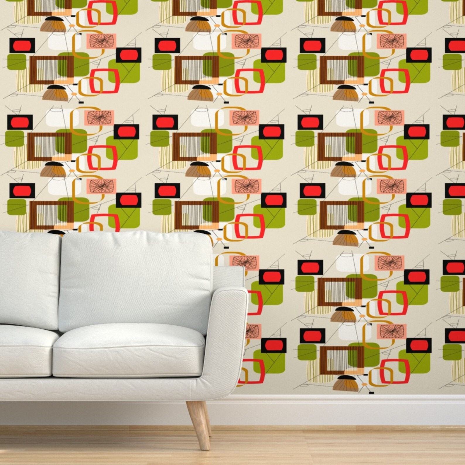 Atomic Wallpaper Mid-century Modern Abstract by | Etsy