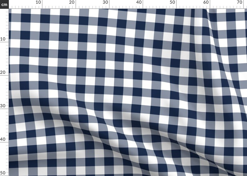 Blue And White Gingham Fabric Blue And White OneInch Check Etsy