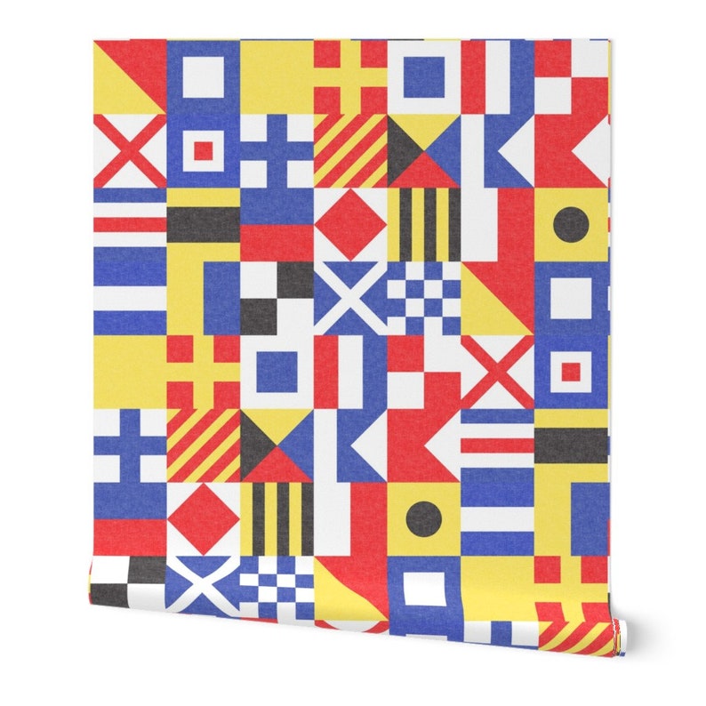 Nautical Wallpaper Maritime Flags Patchwork by Etsy