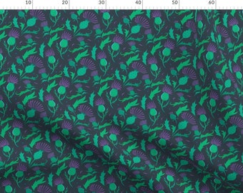 Scottish Floral Print Purple Flowers Fabric - Scottish Thistles By Dalesimpsondesign - Scottish Cotton Fabric By The Metre by Spoonflower