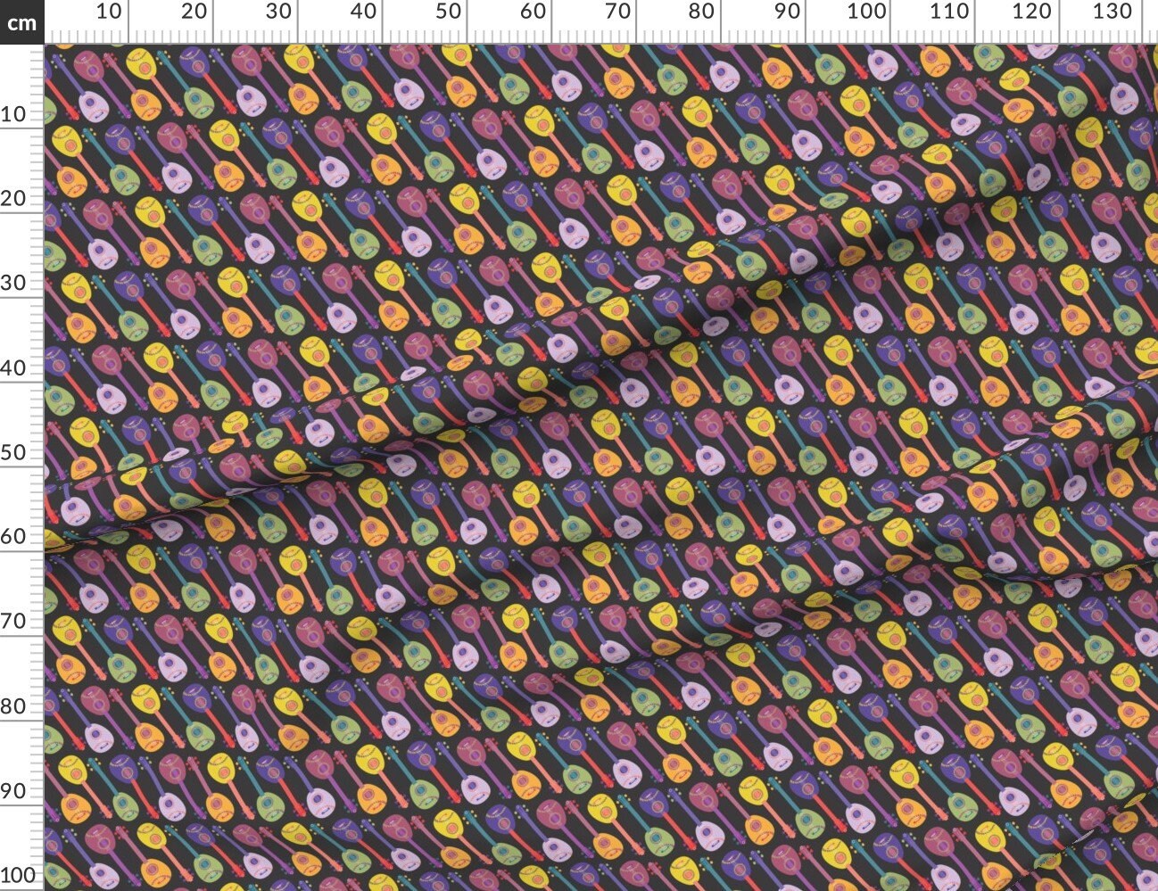 Colorful Instrument Fabric Island Mandolins Retro By Colour Etsy