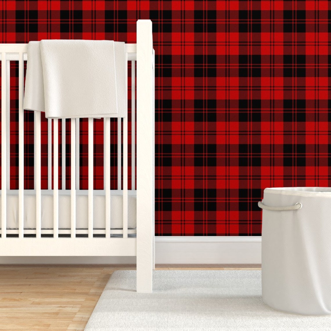 Black Red Tartan Wallpaper erskine Black Red Tartan by | Etsy