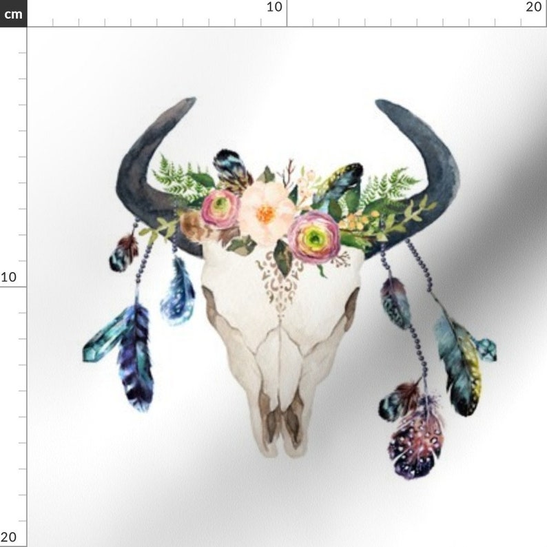 Boho cow skull fabric 8 wild love by shopcabin boho  etsy Boho cow skull fabric 8 wild love by shopcabin boho  etsy