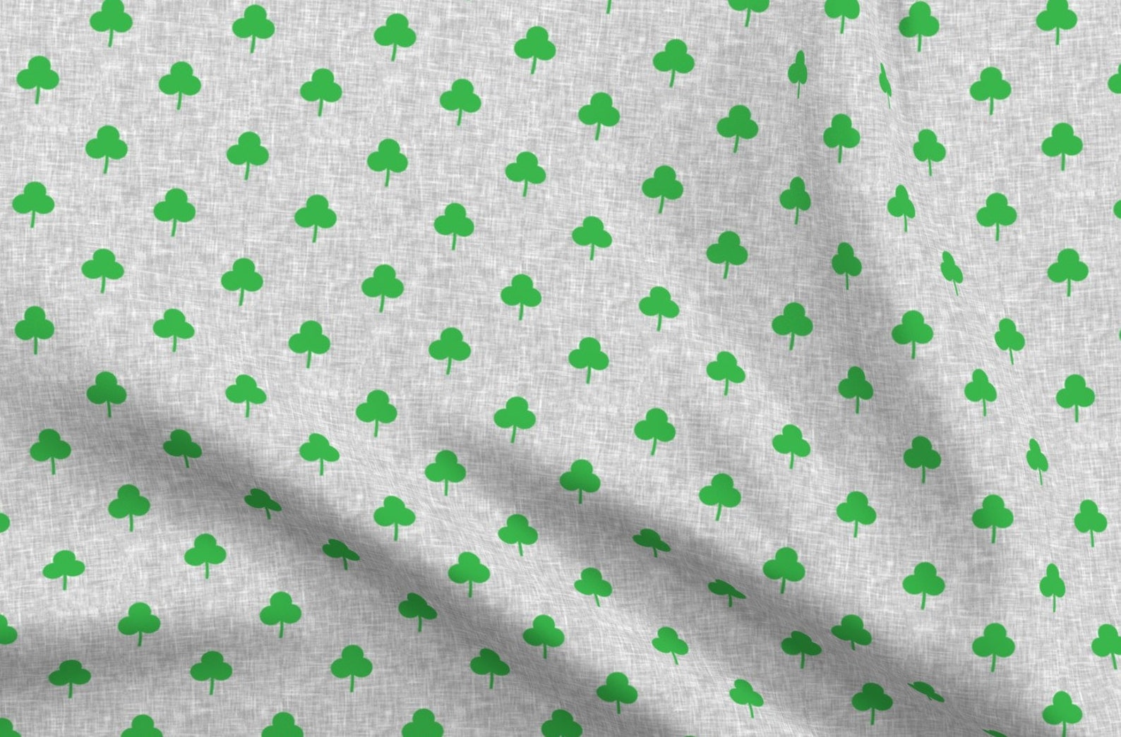Clover Fabric Simple Shamrock On Light Gray By Etsy