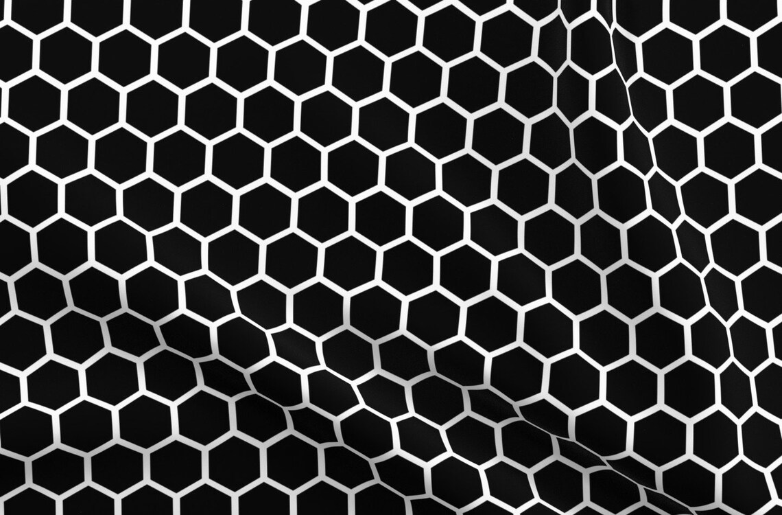 Fabric 1 Hexagon Pattern Black And Etsy
