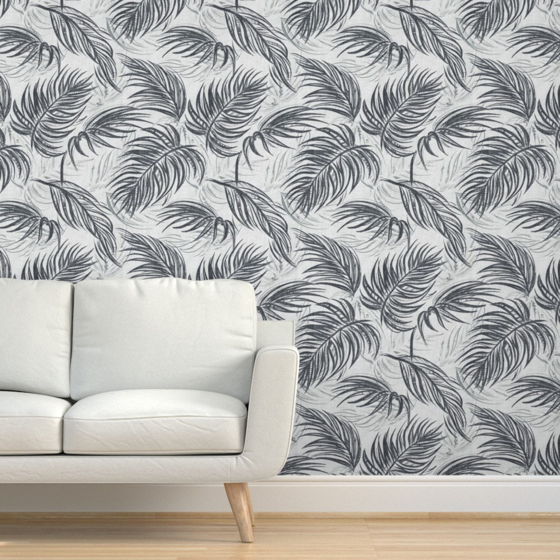 Palm Leaf Wallpaper Palm Silver By Pattern State Tropical | Etsy