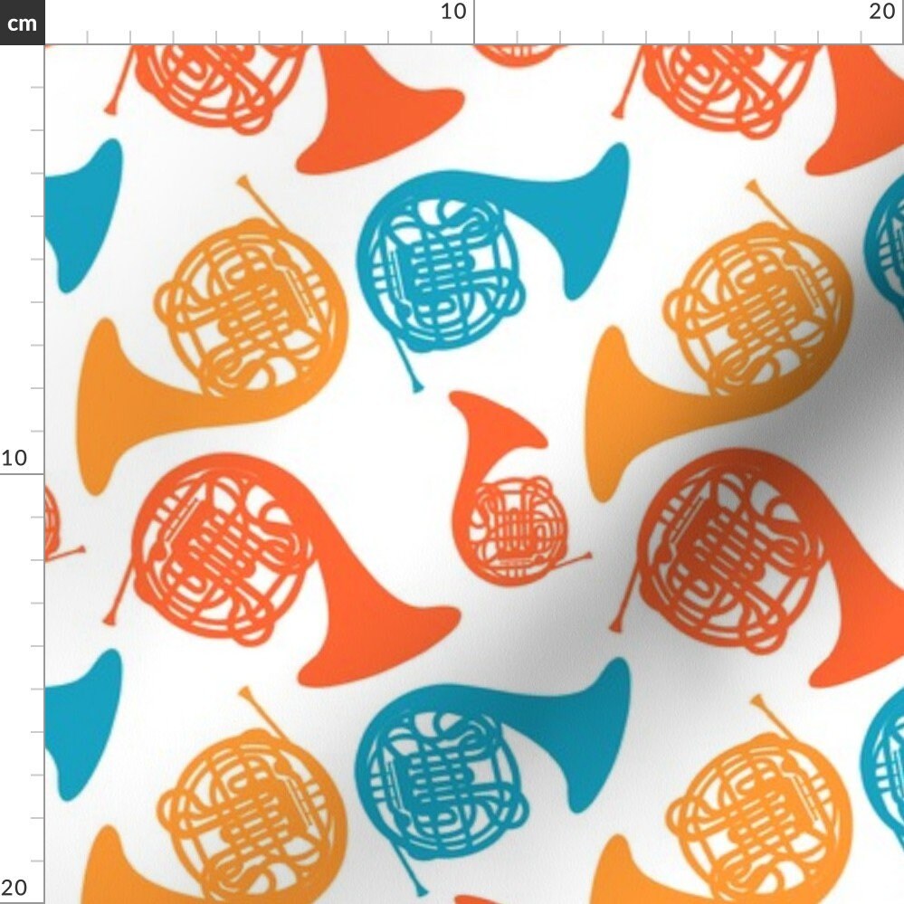 French Horns Fabric French Horns By Marchingbandstuff Etsy