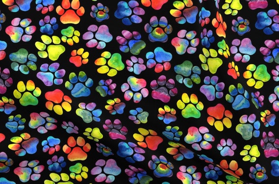 pics Rainbow Paw Print Fabric rainbow dog paw prints fabric rainbow watercolor pawprints by dragonstarart rainbow cotton fabric by the metre by spoonflower