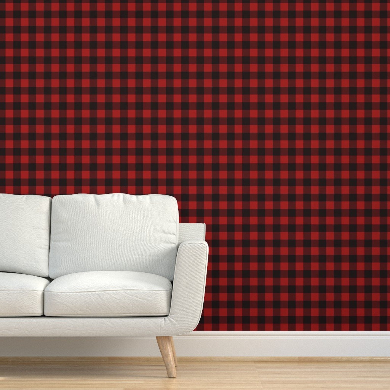 Buffalo Plaid Wallpaper Buffalo Plaid Red by Portage and | Etsy