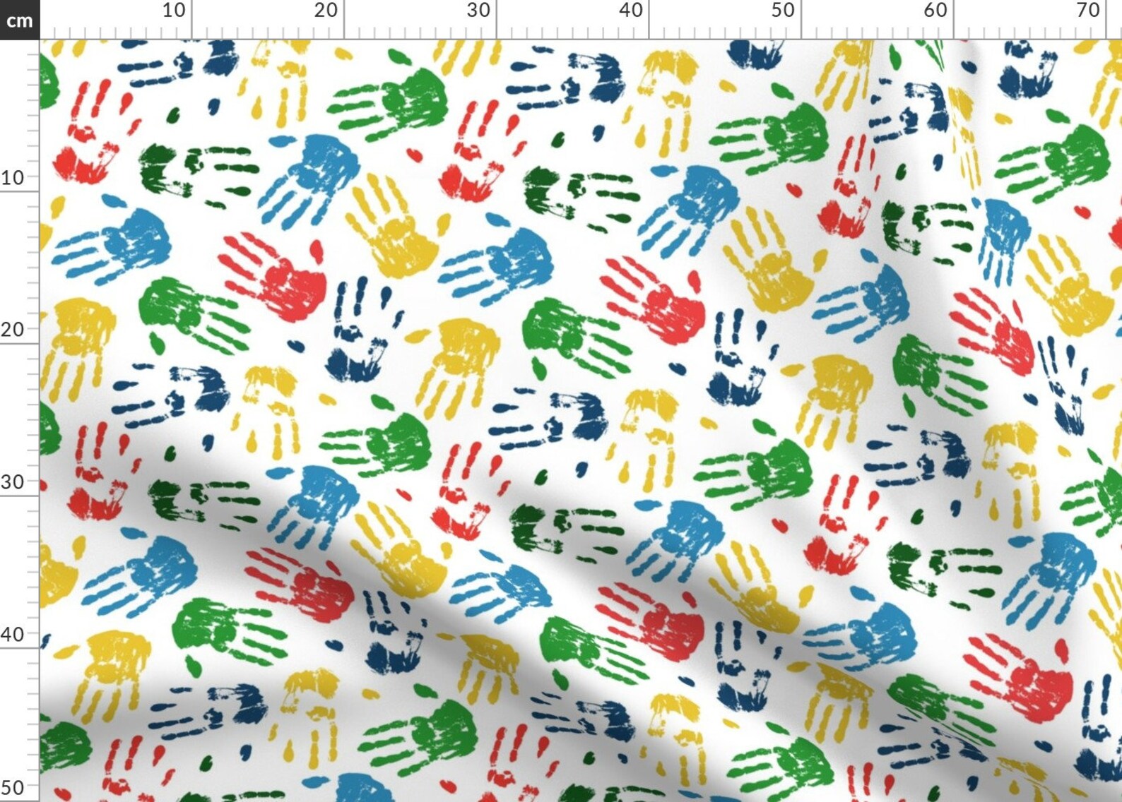 Rainbow Handprints Fabric Handprints by Juliabadeeva Etsy