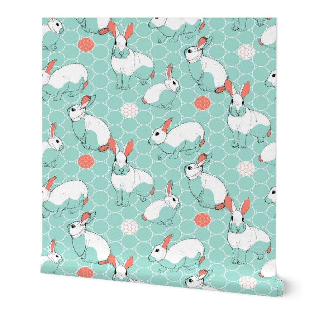 Rabbits Wallpaper Jumbo Sketchy Bunnies by chubbellart | Etsy