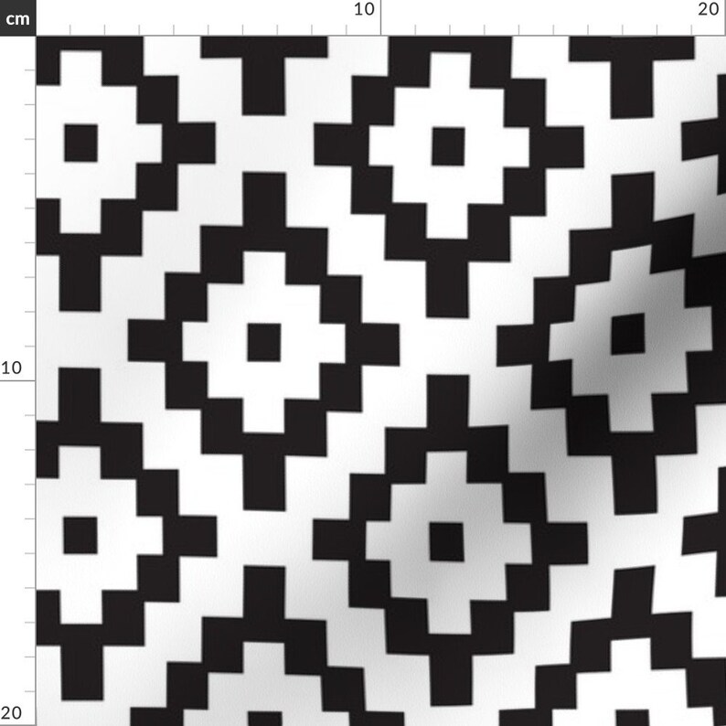 Southwest Geometric Fabric Diamonds Black and White by Etsy