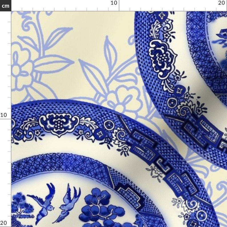 Blue Willow Fabric Blue Willow Vintage by Honoluludesign | Etsy