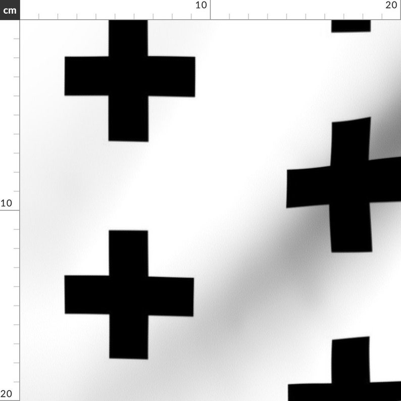 Classic Black White Cross Fabric Black Crosses On White Etsy