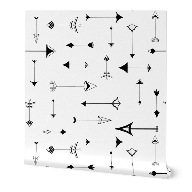 Arrow Wallpaper Paper Arrows Black White by Domesticate Etsy