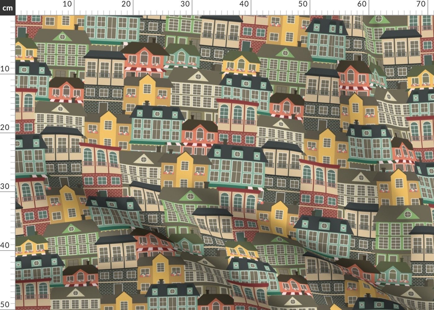 City Buildings Fabric City Life By Juliabadeeva City Etsy