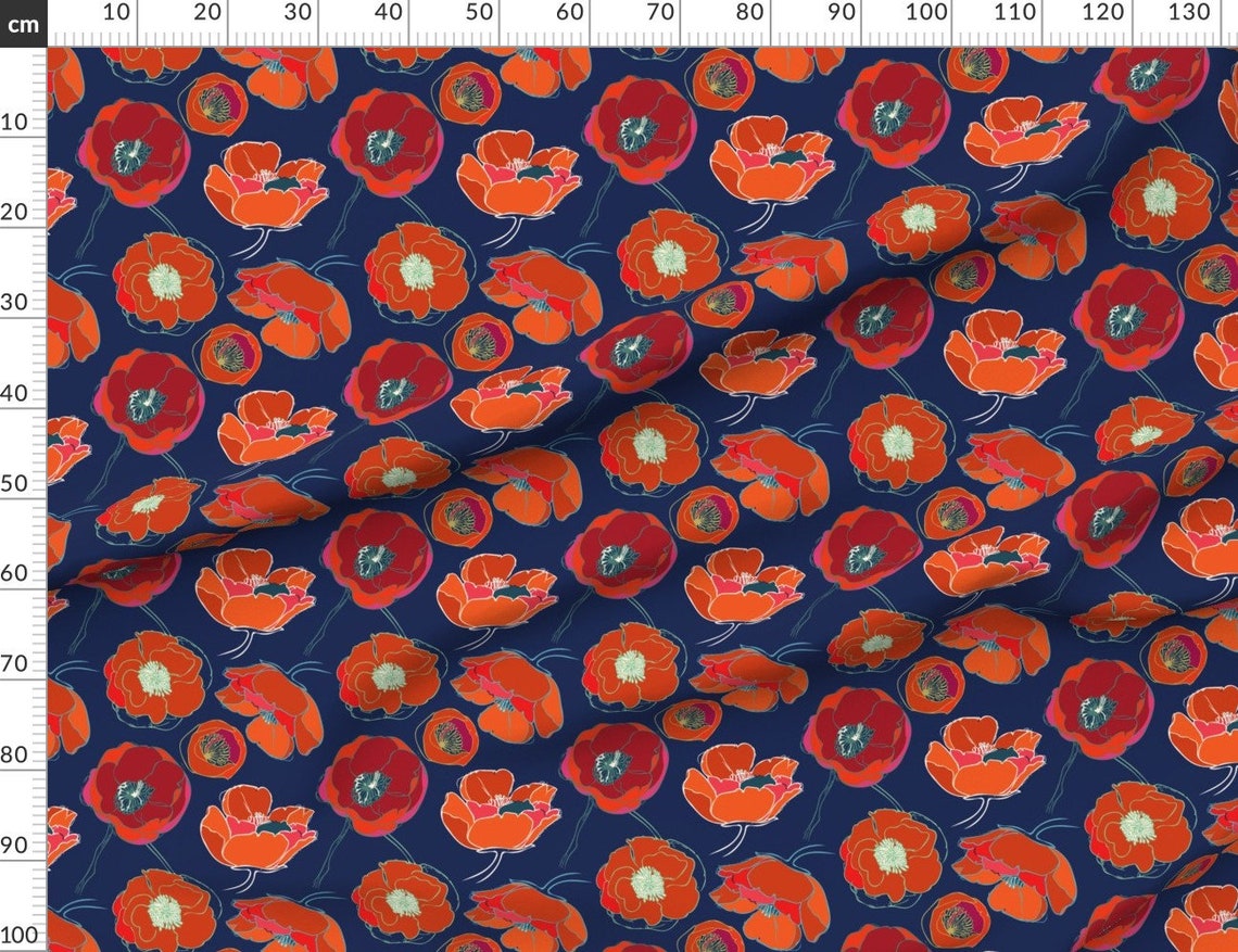 Poppy Fabric California Poppies By Limezinniasdesign Poppy Etsy